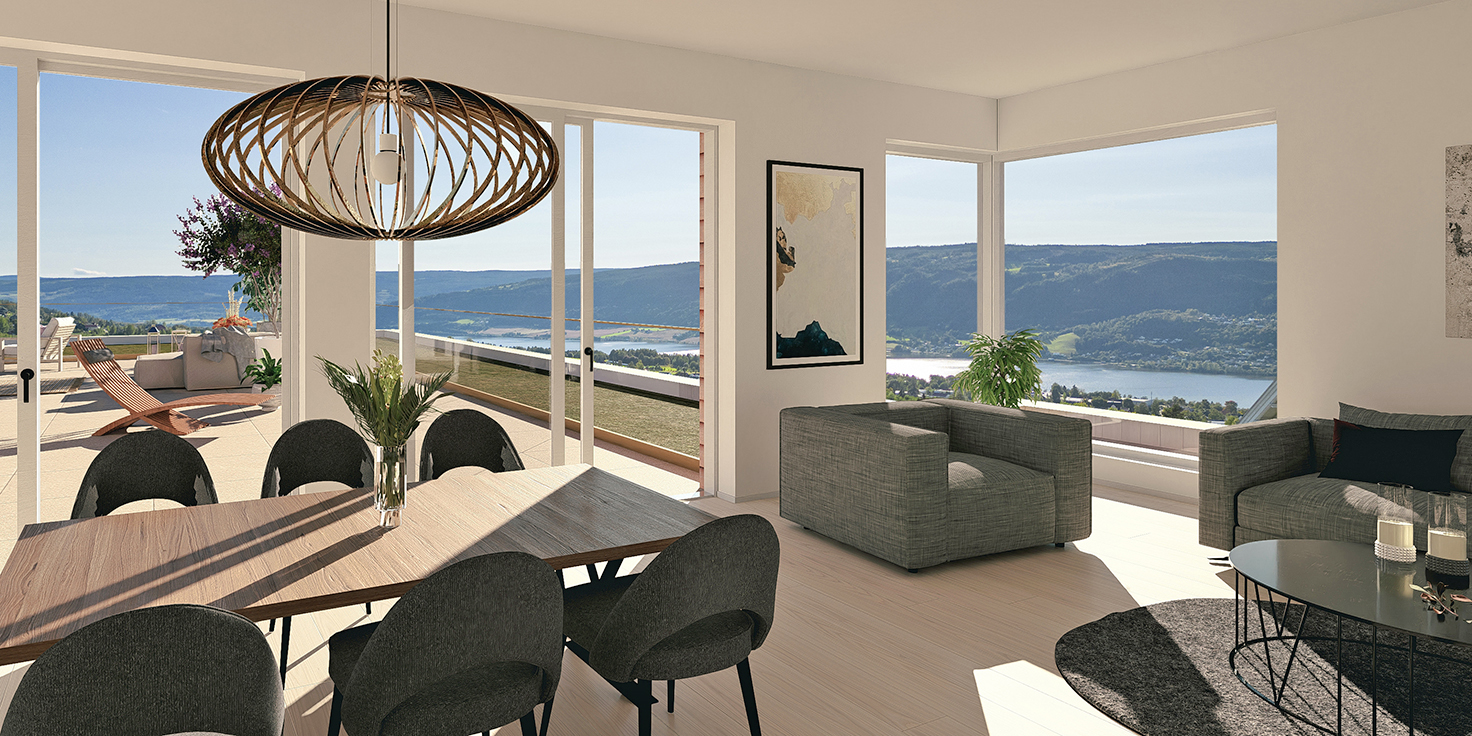 Leil. H0501 stue med panoramautsikt og takterrasse 109 m2